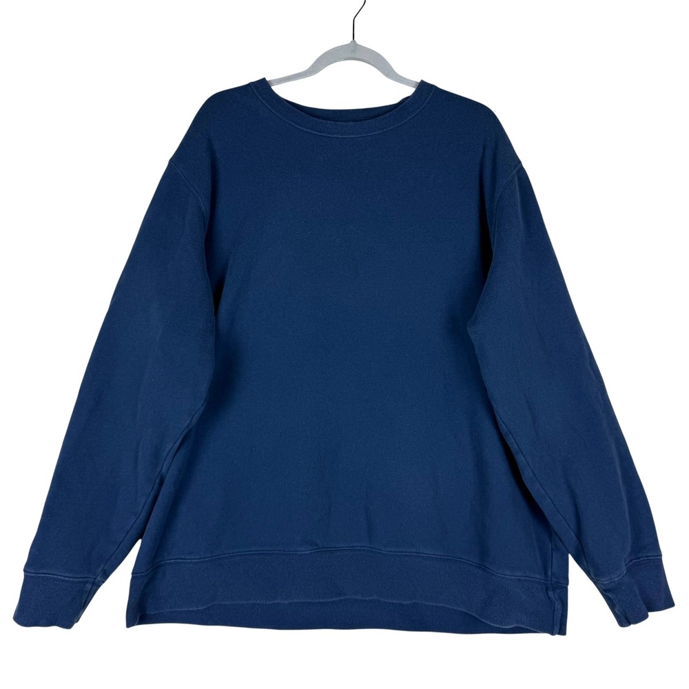 Croft & Barrow Sweatshirt Mens XL Blue Cotton Heavyweight Crew Neck High Low Hem